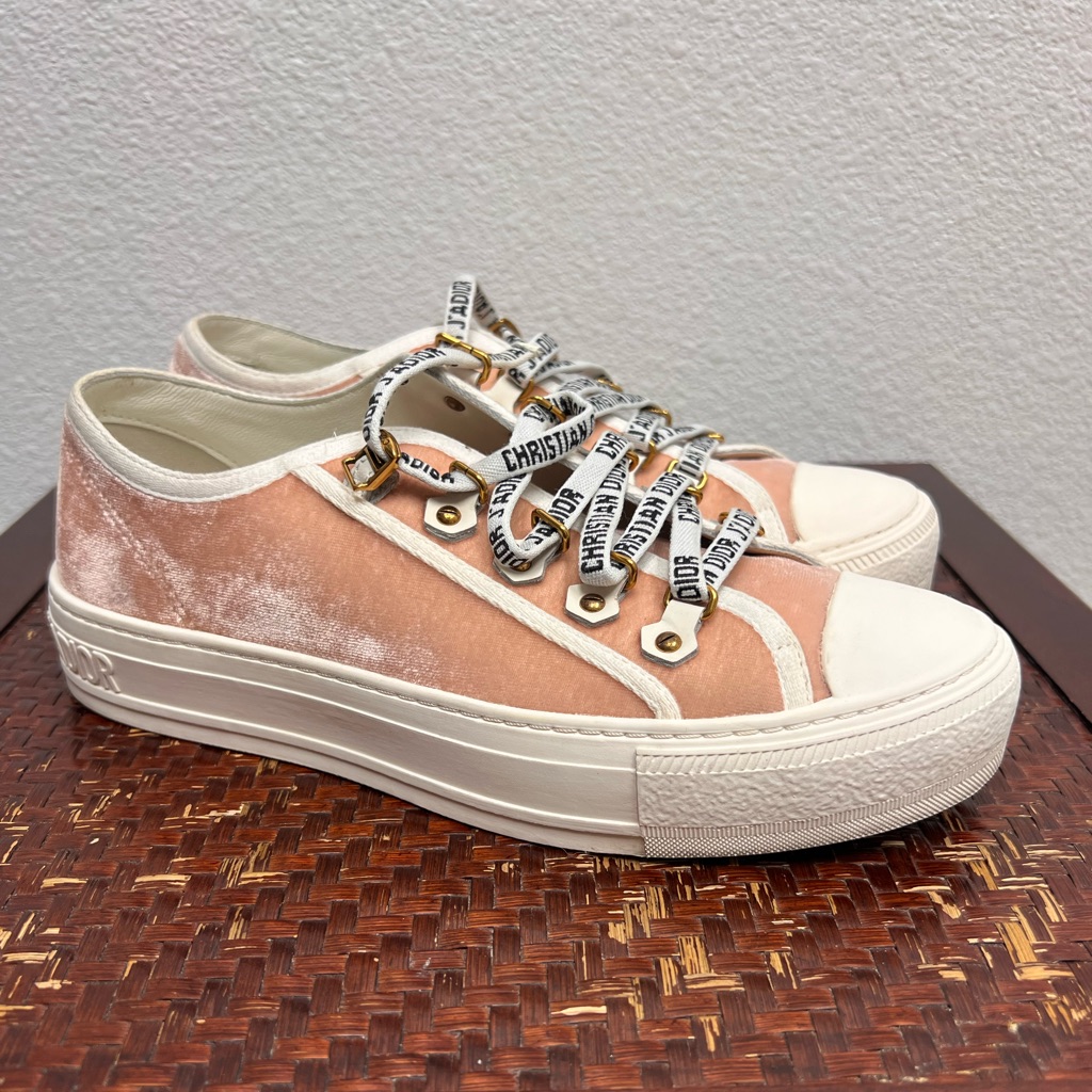 Christian Dior Walk’ N Dior Blush Pink Velvet Sneakers Size 8